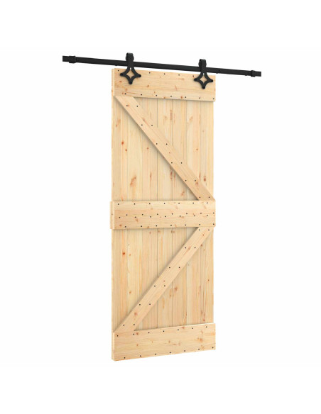 Porta scorrevole Naturale e Nero 85 x 210 cm