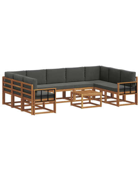 Set di divani da esterno 10 pcs Naturale e Antracite