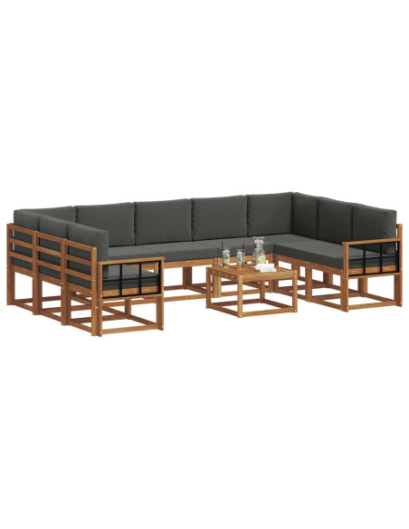 Set di divani da esterno 10 pcs Naturale e Antracite