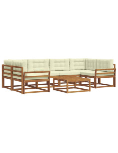 Set di divani da esterno con cuscino 7 pcs Naturale e Crema 2
