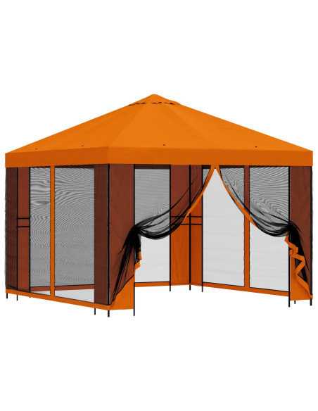 Gazebo da giardino con pareti laterali 3 x 3 m Arancione