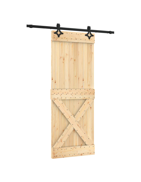 Porta scorrevole Naturale e Nero 80 x 210 cm