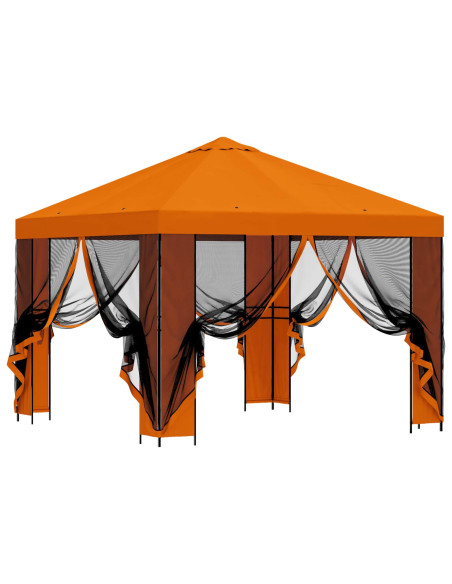 Gazebo da giardino con pareti laterali 3 x 3 m Arancione