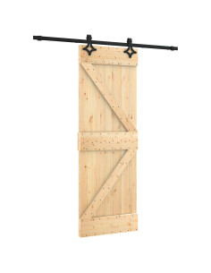 Porta scorrevole Naturale e Nero 70 x 210 cm 2
