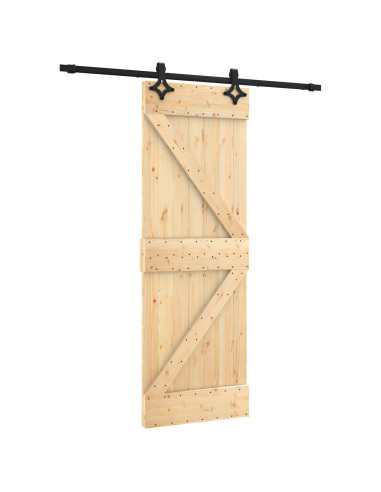 Porta scorrevole Naturale e Nero 70 x 210 cm