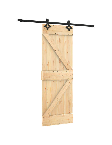 Porta scorrevole Naturale e Nero 70 x 210 cm