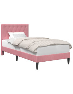 Struttura del letto con testiera Rosa 100 x 200 cm Velluto 2