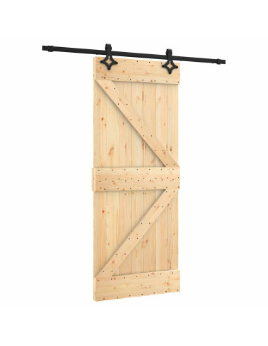 Porta scorrevole Naturale e Nero 85 x 210 cm