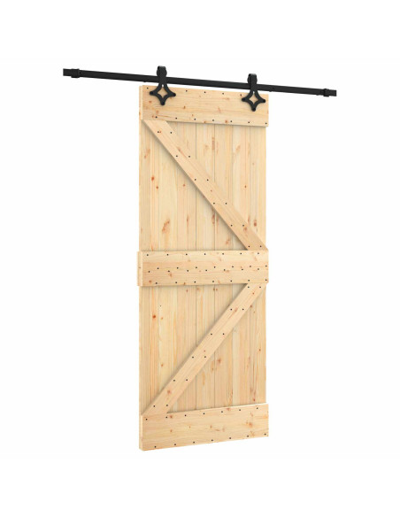 Porta scorrevole Naturale e Nero 85 x 210 cm