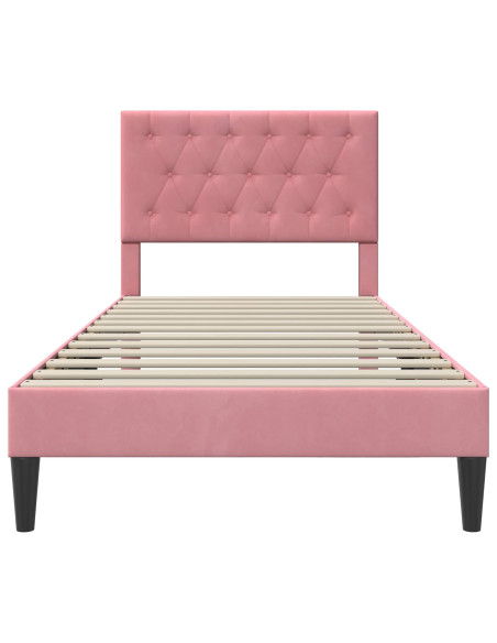 Struttura del letto con testiera Rosa 100 x 200 cm Velluto