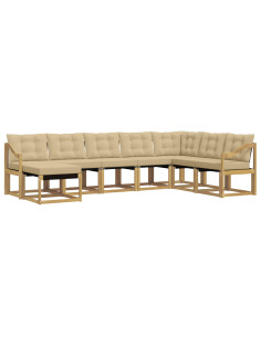 Set di divani da esterno con cuscino 8 pcs Bianco e Beige 2