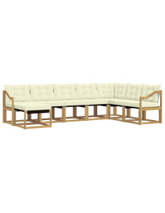 Set di divani da esterno con cuscino 8 pcs Bianco e Crema 2