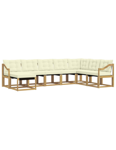 Set di divani da esterno con cuscino 8 pcs Bianco e Crema