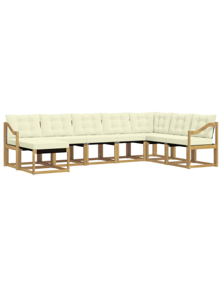 Set di divani da esterno con cuscino 8 pcs Bianco e Crema
