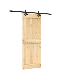 Porta scorrevole Naturale e Nero 80 x 210 cm 2