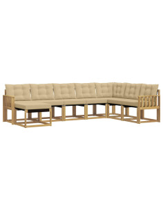 Set di divani da esterno con cuscino 8 pcs Bianco e Beige 2