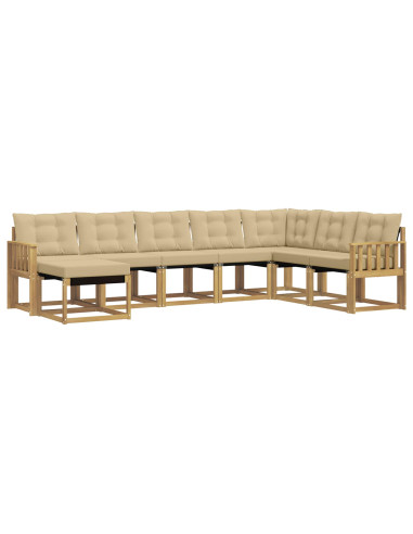 Set di divani da esterno con cuscino 8 pcs Bianco e Beige