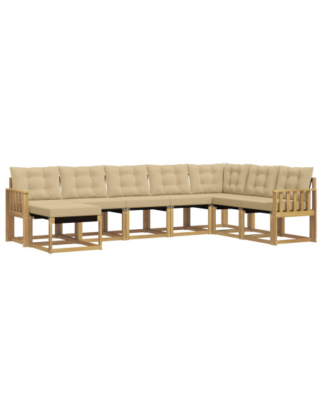 Set di divani da esterno con cuscino 8 pcs Bianco e Beige