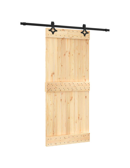 Porta scorrevole Naturale e Nero 90 x 210 cm