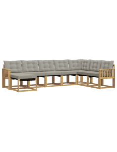 Set di divani da esterno 8 pcs Bianco e Grigio Chiaro 2