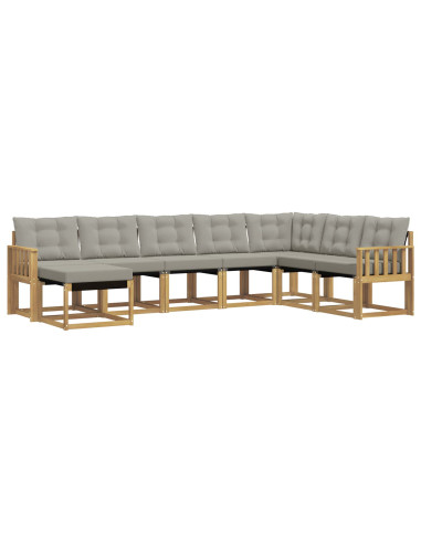 Set di divani da esterno 8 pcs Bianco e Grigio Chiaro