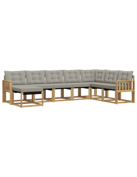 Set di divani da esterno 8 pcs Bianco e Grigio Chiaro