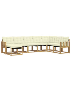 Set di divani da esterno con cuscino 8 pcs Bianco e Crema 2