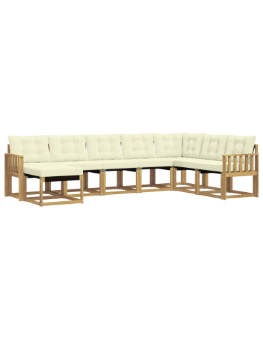 Set di divani da esterno con cuscino 8 pcs Bianco e Crema