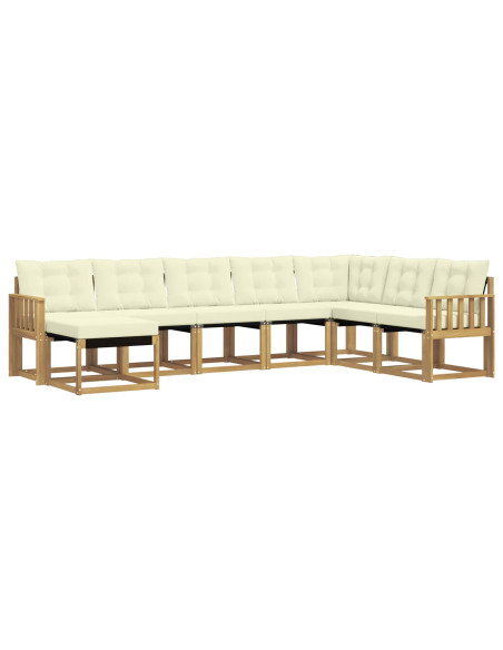 Set di divani da esterno con cuscino 8 pcs Bianco e Crema