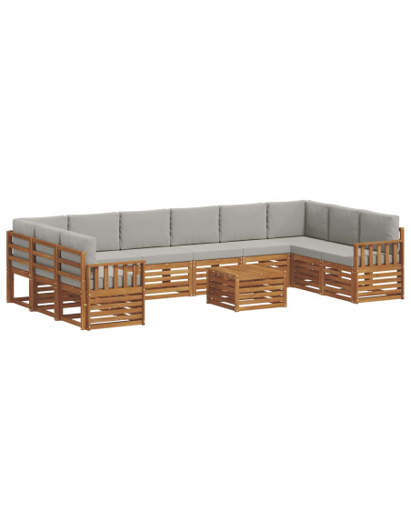 Set divani con cuscino 11 pcs Grigio Naturale e Chiaro