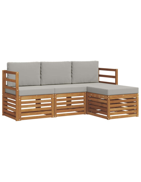 Set di divani da esterno 4 pcs Grigio Naturale e Chiaro