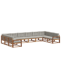 Set di divani da esterno 10 pcs Grigio Naturale e Chiaro 2