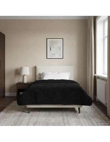 Duvet Invernale Nero 135 x 200 cm Microfibra e Fleece Teddy