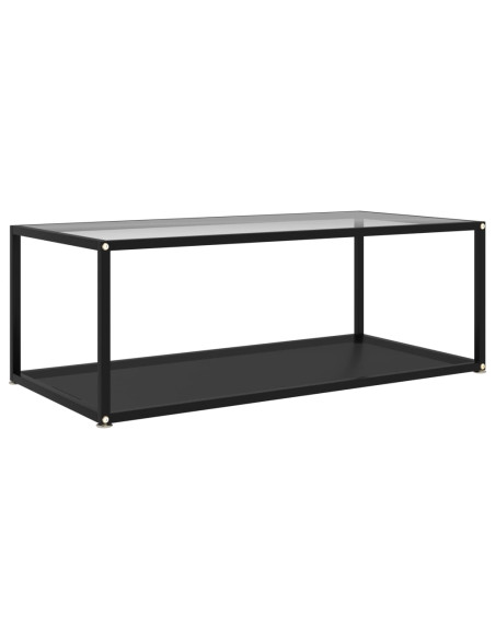 Tavolino Salotto Trasparente e Nero 100x50x35cm Vetro Temperato