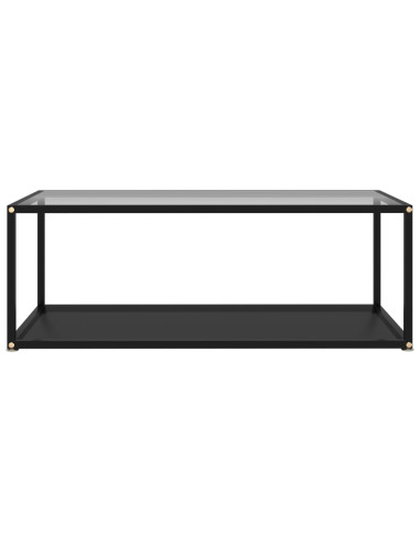 Tavolino Salotto Trasparente e Nero 100x50x35cm Vetro Temperato