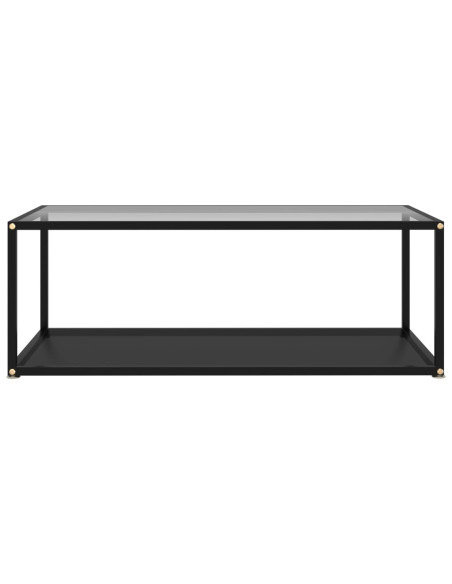 Tavolino Salotto Trasparente e Nero 100x50x35cm Vetro Temperato