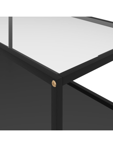 Tavolino Salotto Trasparente e Nero 100x50x35cm Vetro Temperato