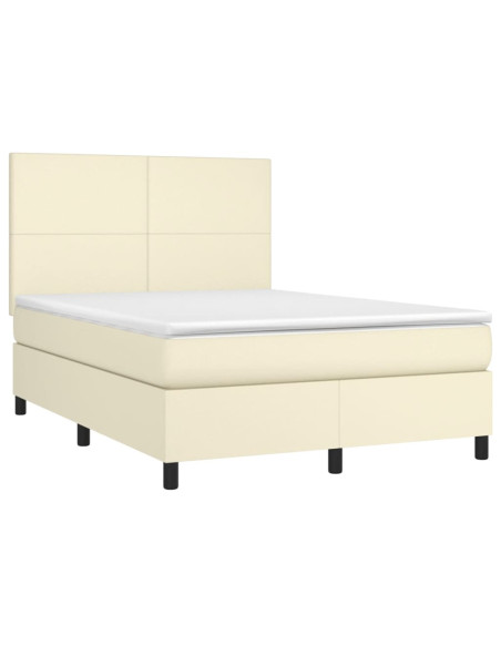 Giroletto a Molle con Materasso Crema 140x190 cm in Similpelle