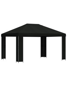 Gazebo 4 × 3 m Nero Poliestere e Acciaio 190 2