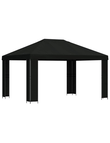 Gazebo 4 × 3 m Nero Poliestere e Acciaio 190