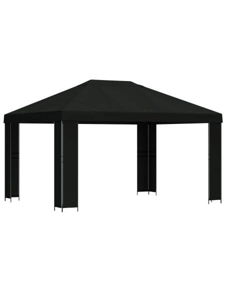 Gazebo 4 × 3 m Nero Poliestere e Acciaio 190