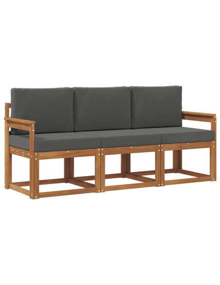 Set di divani da esterno con cuscino 3 pcs Naturale e Antracite