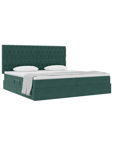 Letto con contenitore e materasso Verde Scuro 200 x 200 cm