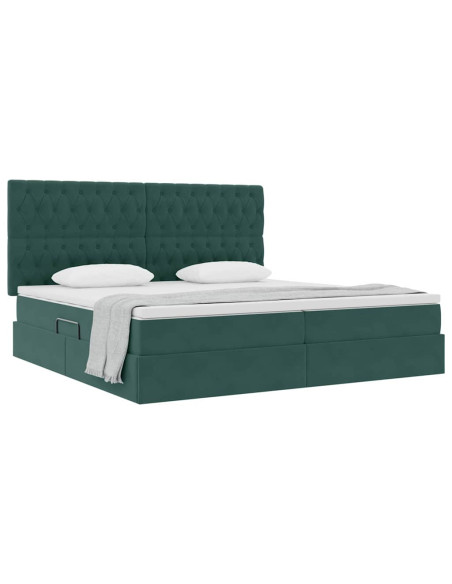 Letto con contenitore e materasso Verde Scuro 200 x 200 cm