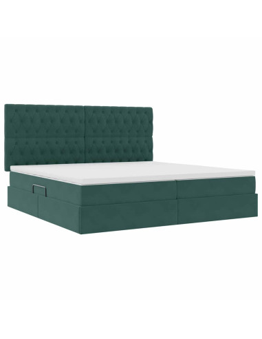 Letto con contenitore e materasso Verde Scuro 200 x 200 cm