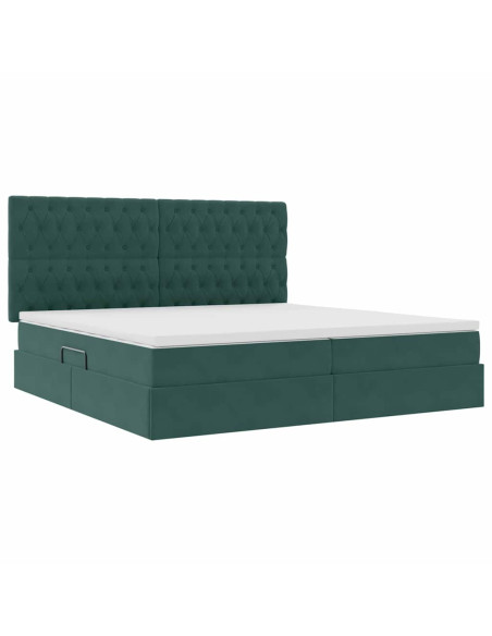 Letto con contenitore e materasso Verde Scuro 200 x 200 cm