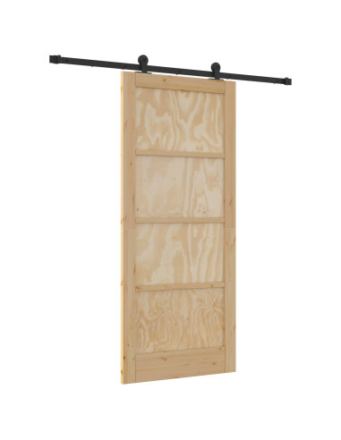 Porta scorrevole Naturale e Nero 86 x 198,5 cm