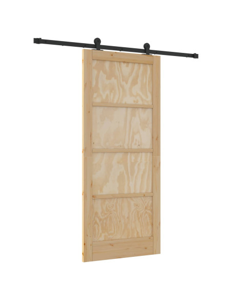 Porta scorrevole Naturale e Nero 86 x 198,5 cm