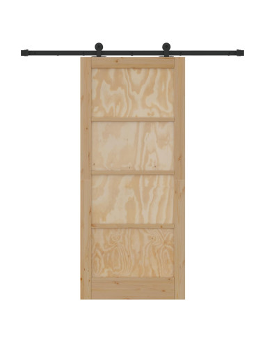 Porta scorrevole Naturale e Nero 86 x 198,5 cm