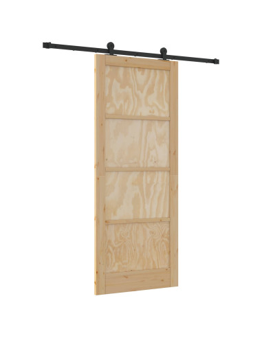Porta scorrevole Naturale e Nero 86 x 211 cm